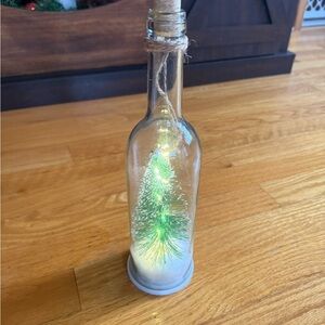 LED Light-Up Holiday Bottle with Green Tree